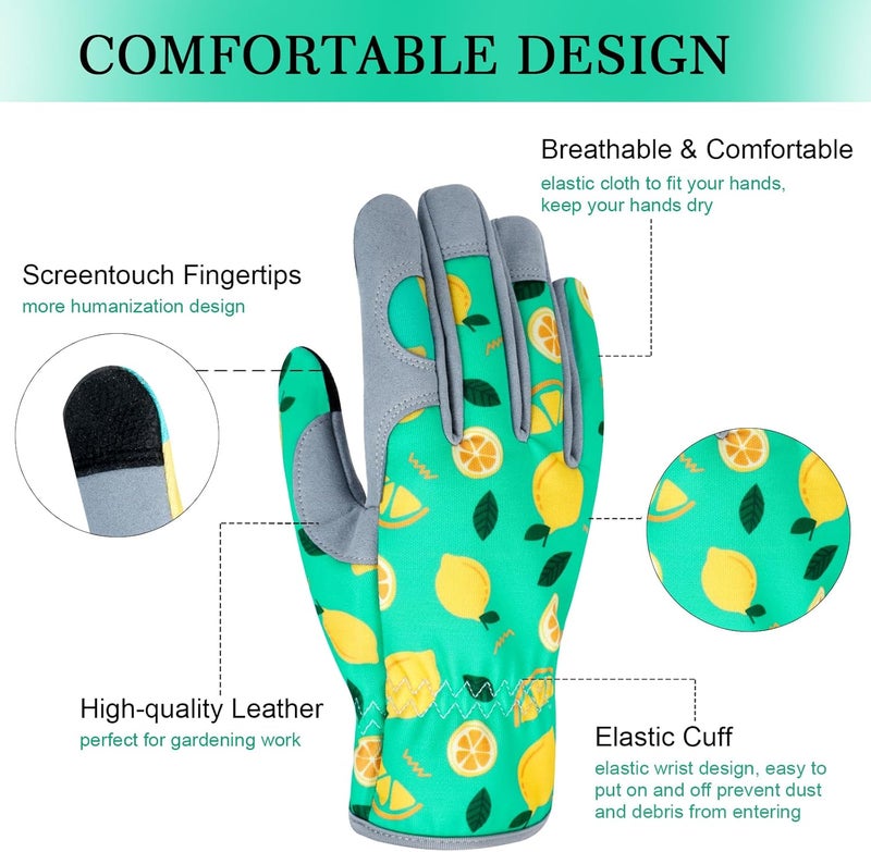 MERTURN Store Leather Gardening Gloves for Women Thorn Proof Garden Gloves Touch Screen Working Gloves Gifts,M - Image 2